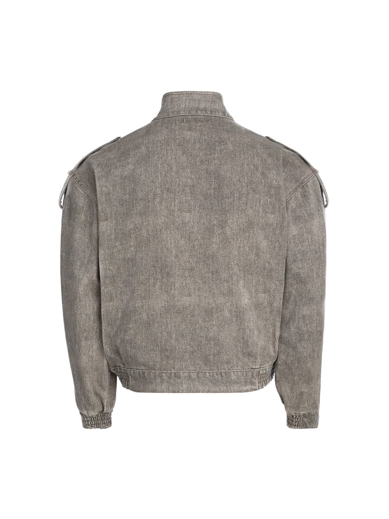 Allover Logo and Seagull Embroidery Loose Fit Denim Jacket