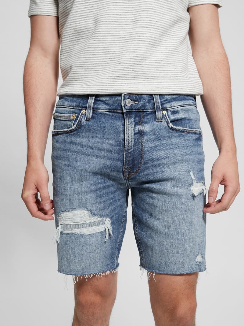 Distressed denim outlet shorts for men