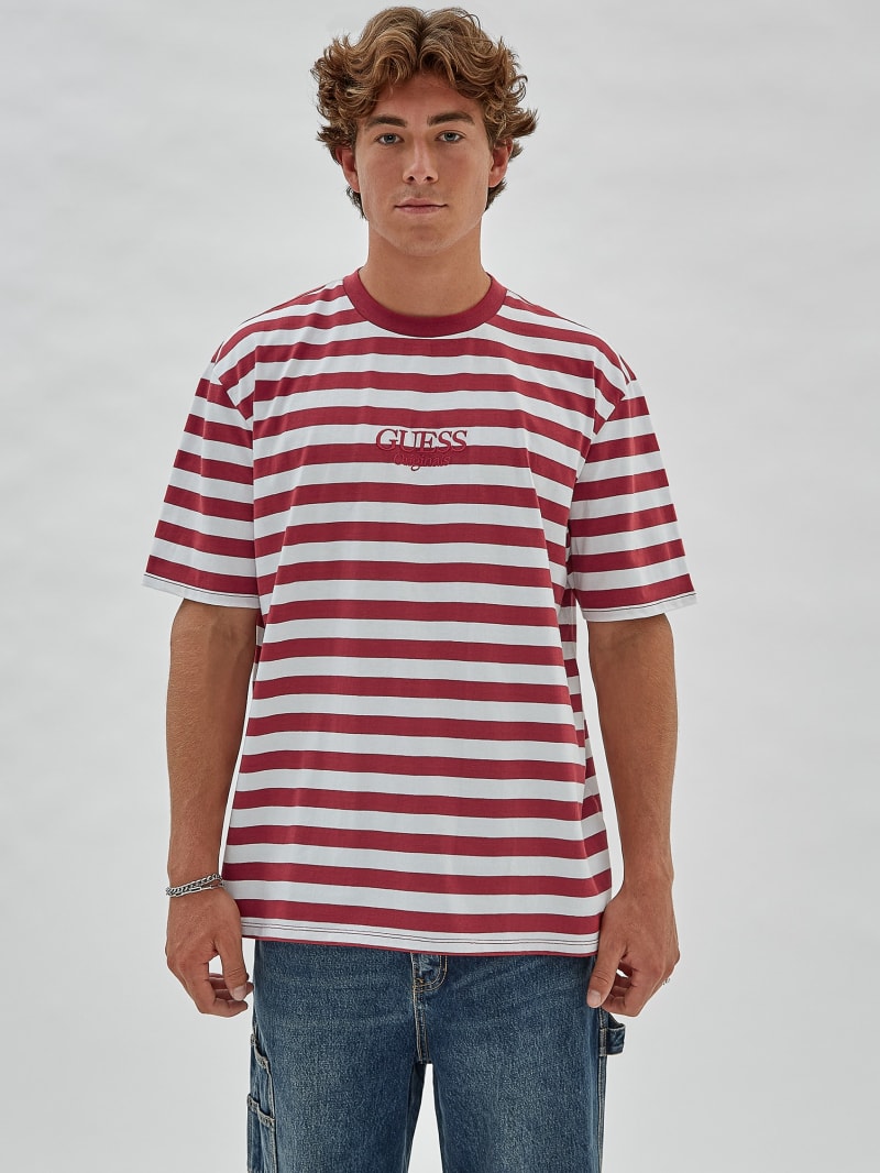 Guess vista striped hot sale tee