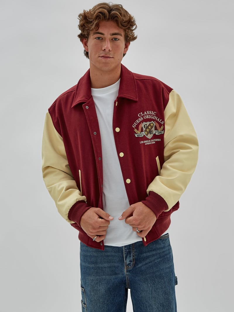 Guess red denim jacket outlet