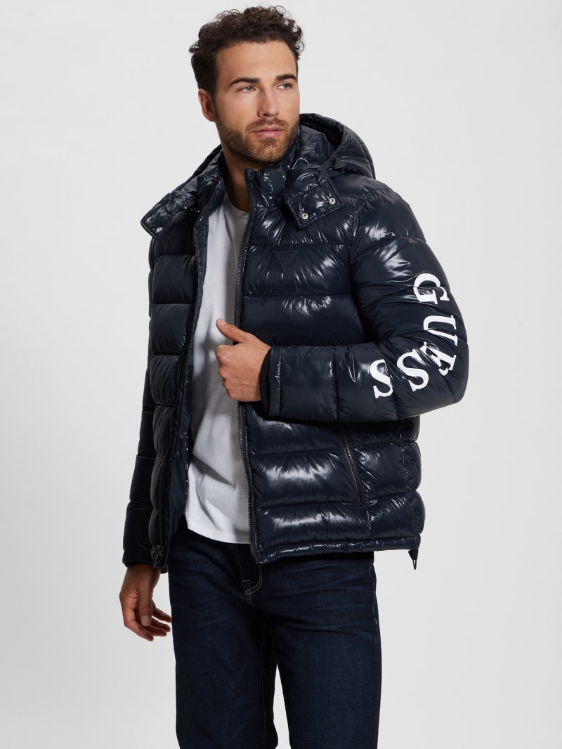 Guess shiny puffer jacket mens sales