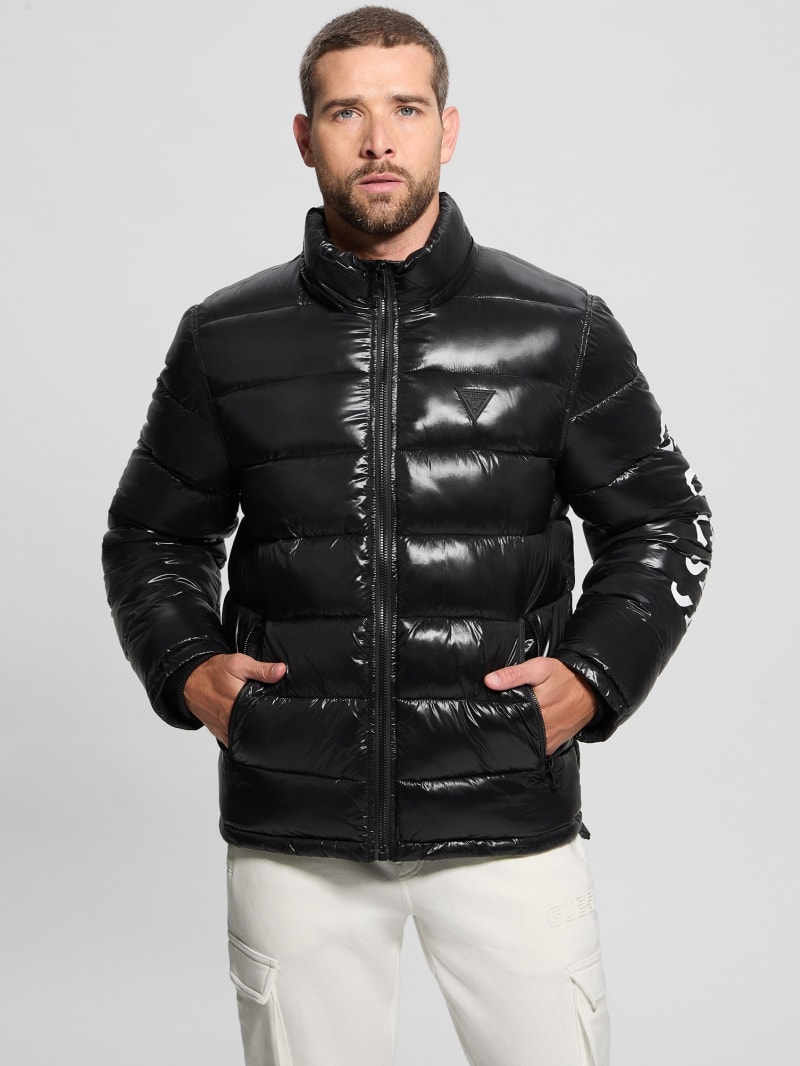 Guess men's hooded puffer coat clearance