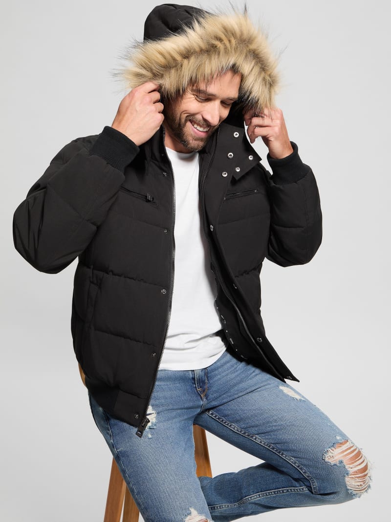 Guess reversible puffer jacket best sale