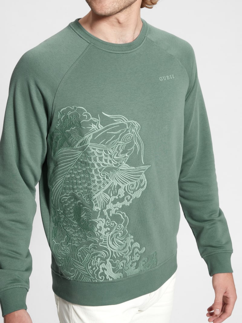 Eco Embroidered Koi Sweatshirt