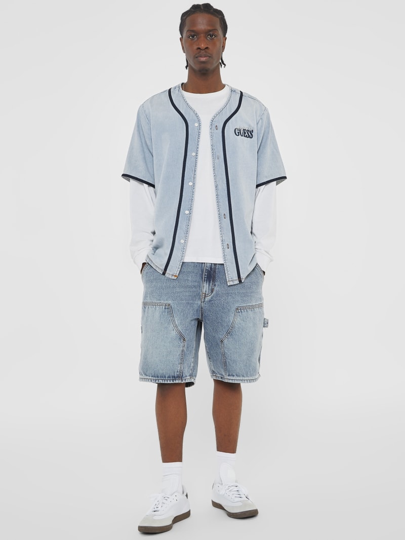 guess green label ベースボールシャツ GUESS Originals Denim Baseball Shirt | GUESS