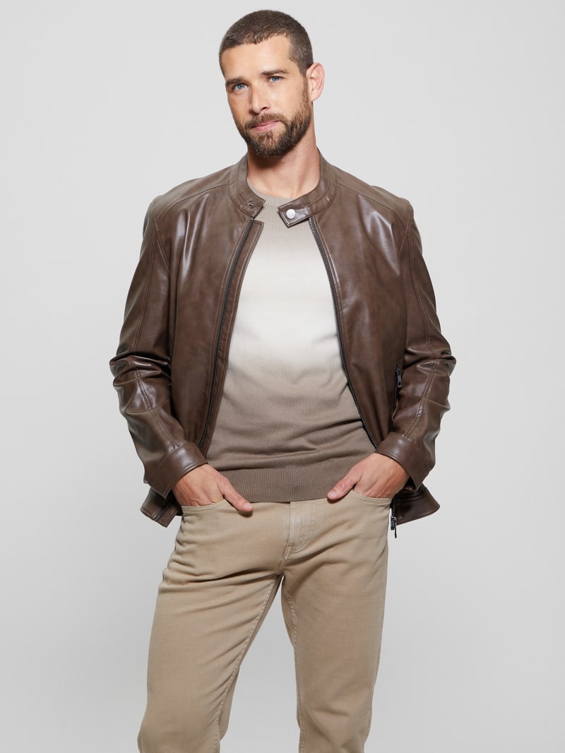 Faux-Leather Moto Jacket