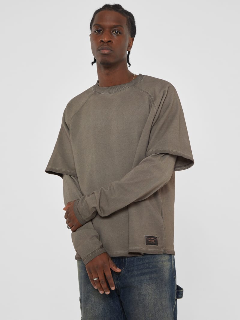 パーカー・フーディ GUESS Men Sweater EM2BQ02KBB40ROASTEDALMOND Brown Erwin Logo-Tape Hoodie | GUESS Factory