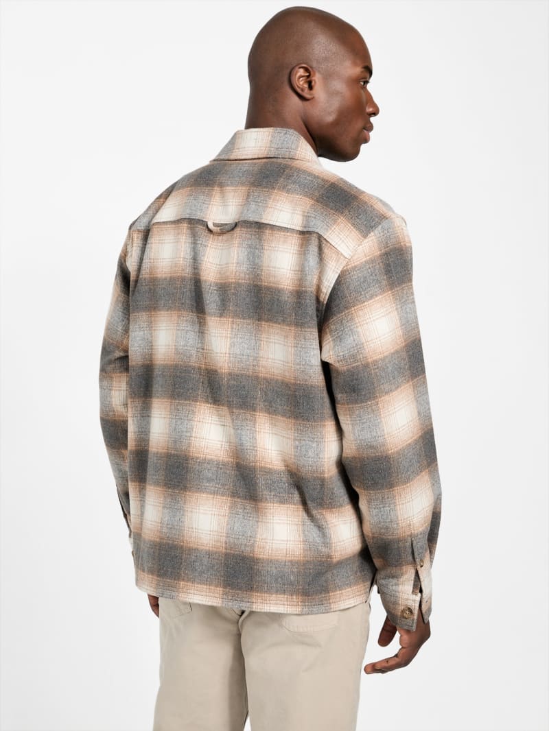 Eco Checkered Wool-Blend Overshirt - thumbnail 4