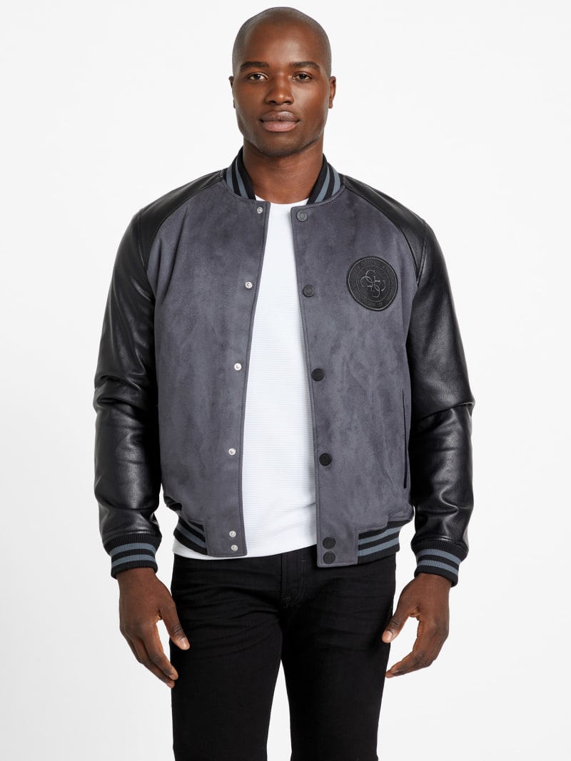 GUESS® Eco Faux-Suede and Leather Varsity Jacket