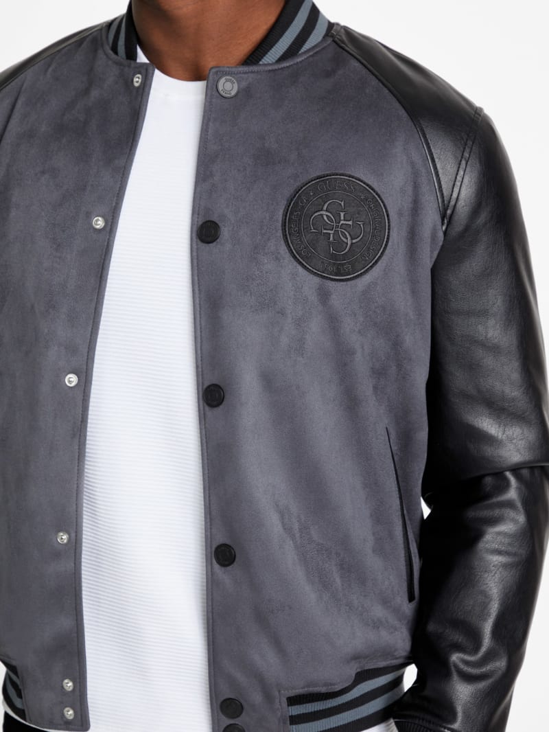 Eco Faux-Suede and Leather Varsity Jacket