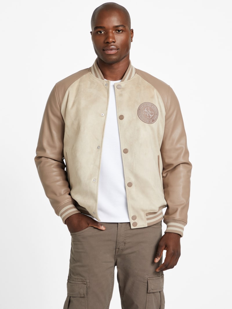 Eco Faux-Suede and Leather Varsity Jacket