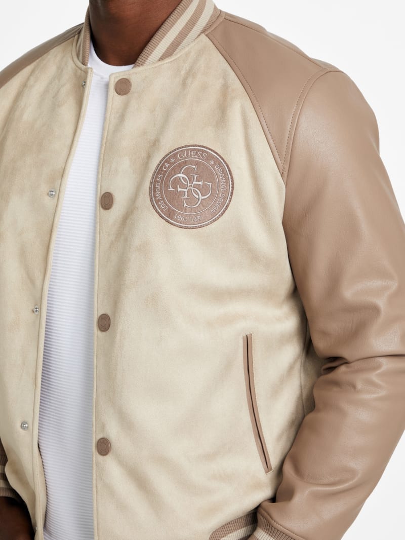 Eco Faux-Suede and Leather Varsity Jacket