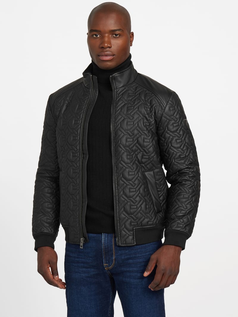 G Chain Quilted Faux-Leather Jacket