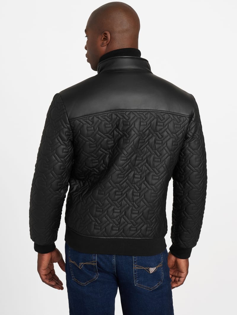 G Chain Quilted Faux-Leather Jacket