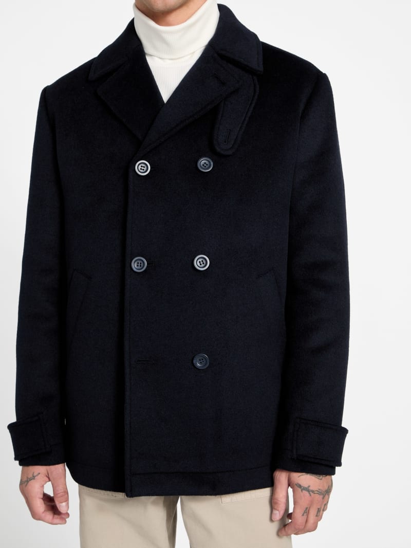 Eco Double-Breasted Wool-Blend Peacoat - thumbnail 3
