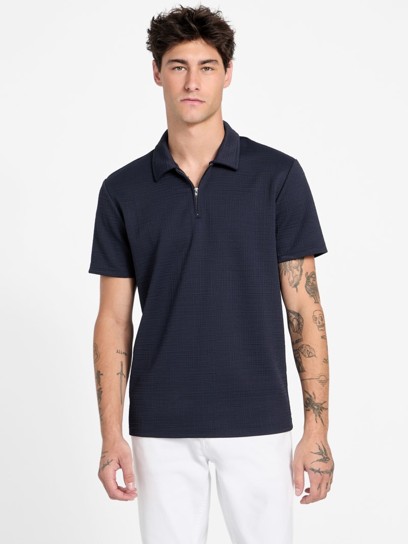 GUESS® Eco Percy Textured Zip Polo
