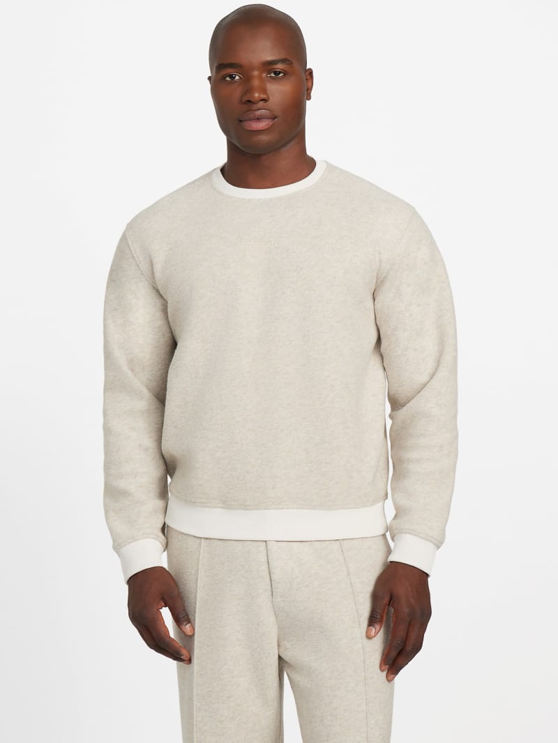GUESS® Crewneck Scuba Wool-Blend Melange Sweater