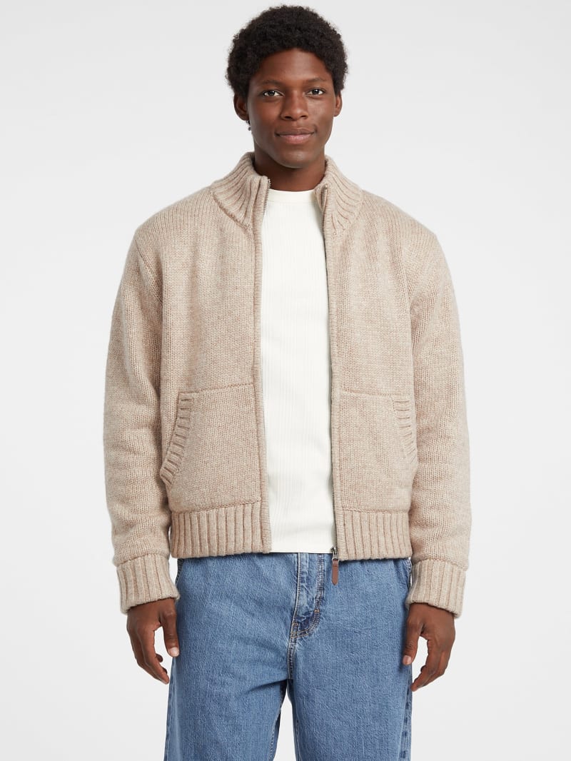 Wool-Blend Full-Zip Sweater
