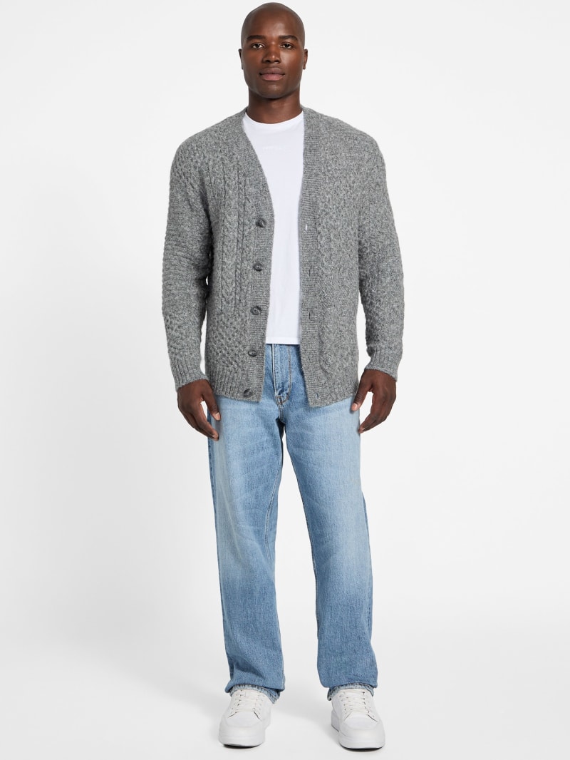 Eco Jeffry Cable-Stitch Cardigan Sweater