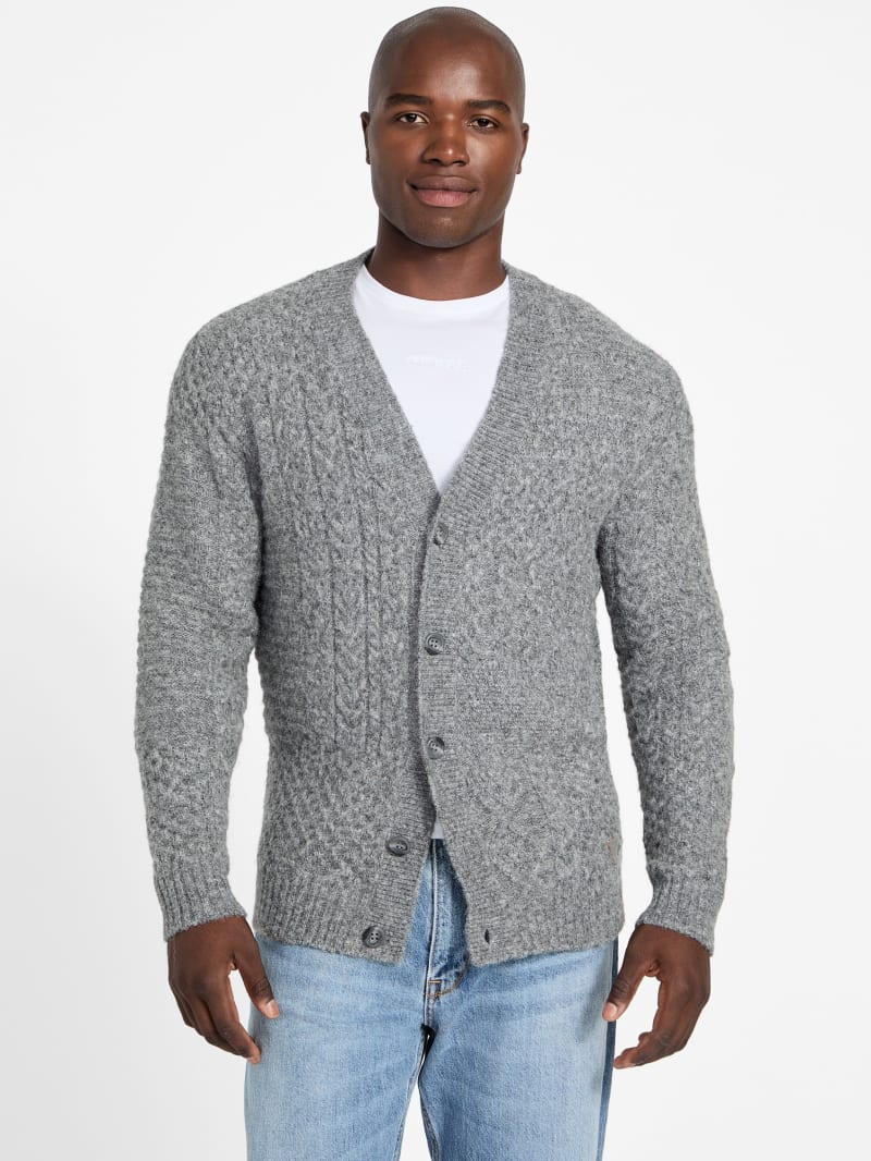 Eco Jeffry Cable-Stitch Cardigan Sweater
