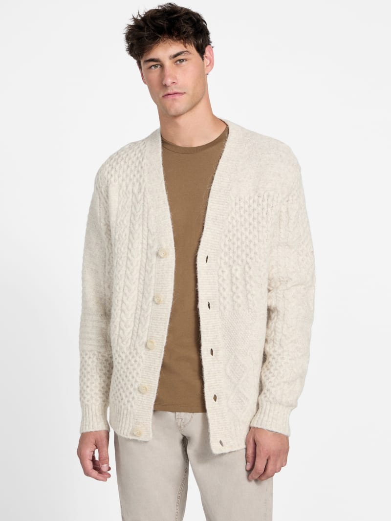 Eco Jeffry Cable-Stitch Cardigan Sweater