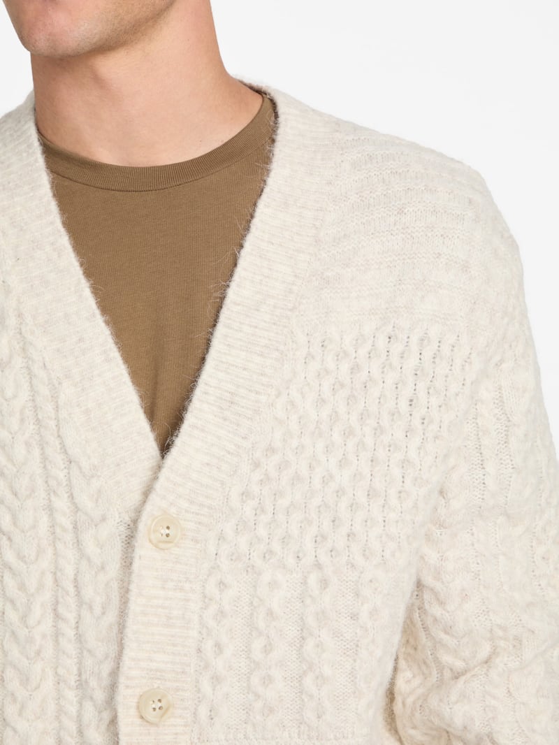 Eco Jeffry Cable-Stitch Cardigan Sweater