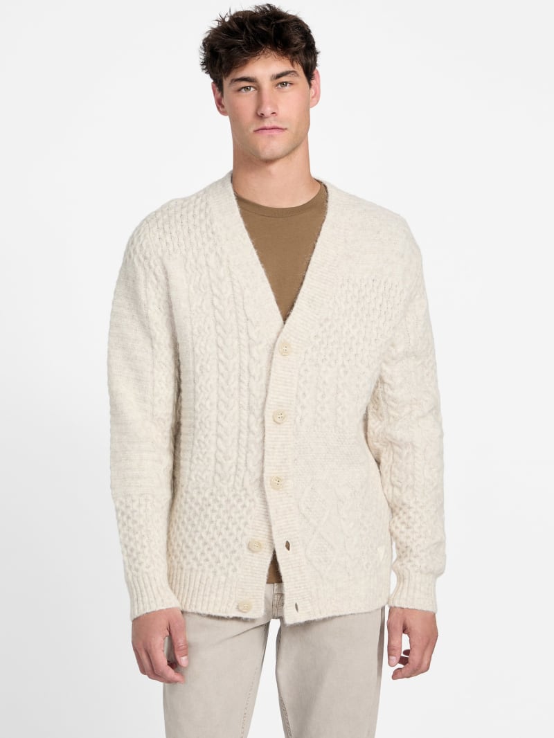 Eco Jeffry Cable-Stitch Cardigan Sweater
