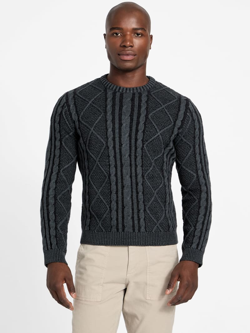 GUESS® Eco Adrian Crewneck Cable-Knit Sweater