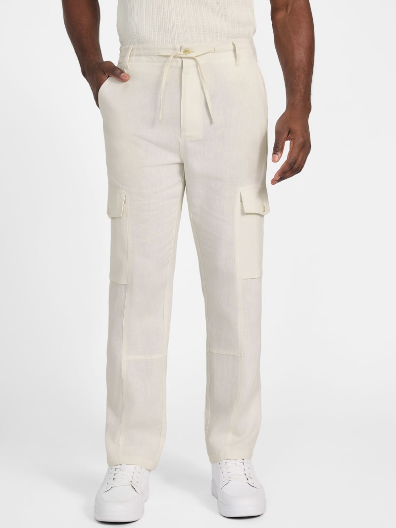 【COLOR iN ID】White washed cargo pants Nessi Linen Cargo Pants | GUESS
