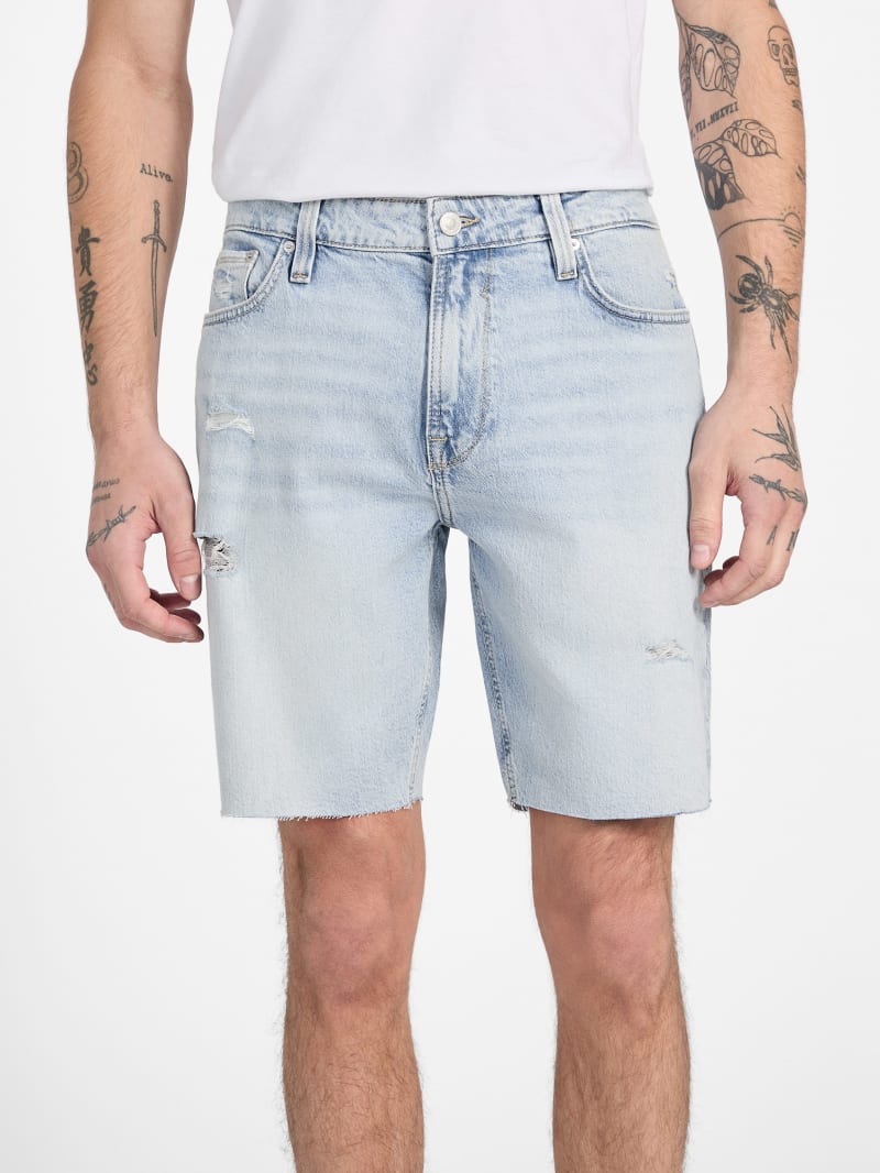 Eco Wyatt Distressed Denim Shorts | GUESS Eco Wyatt Distressed Denim Shorts | GUESS