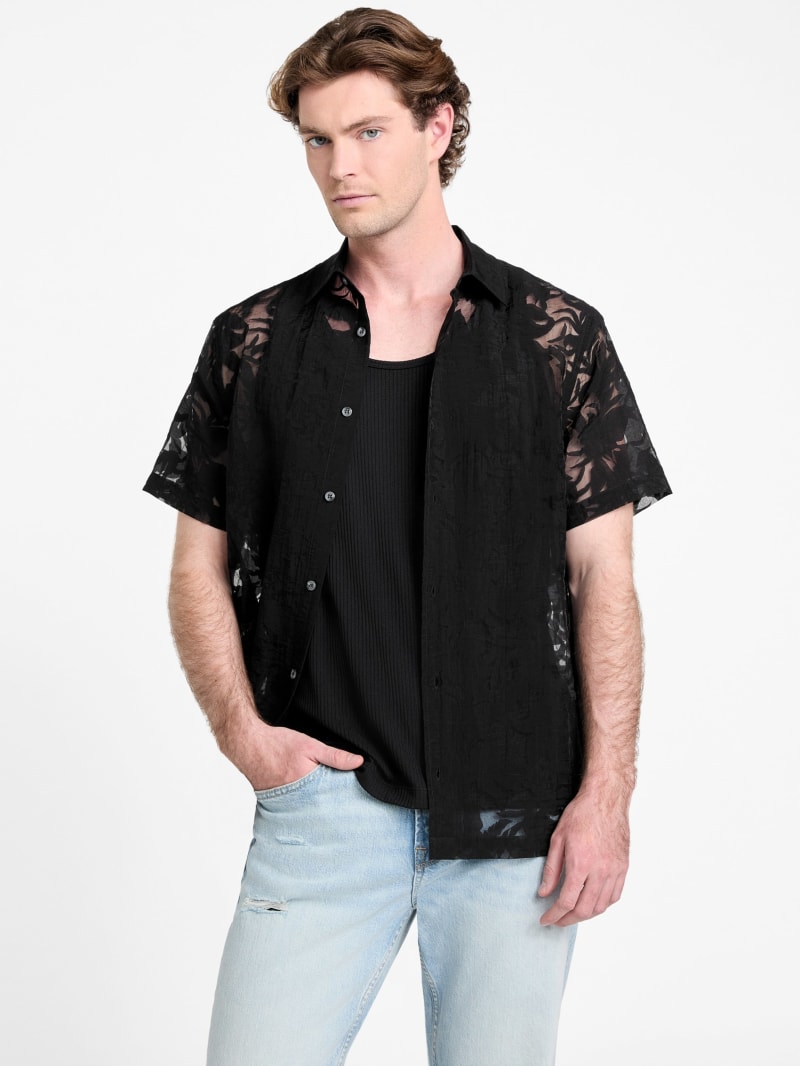 GUESS® Floral Devore Burnout Shirt
