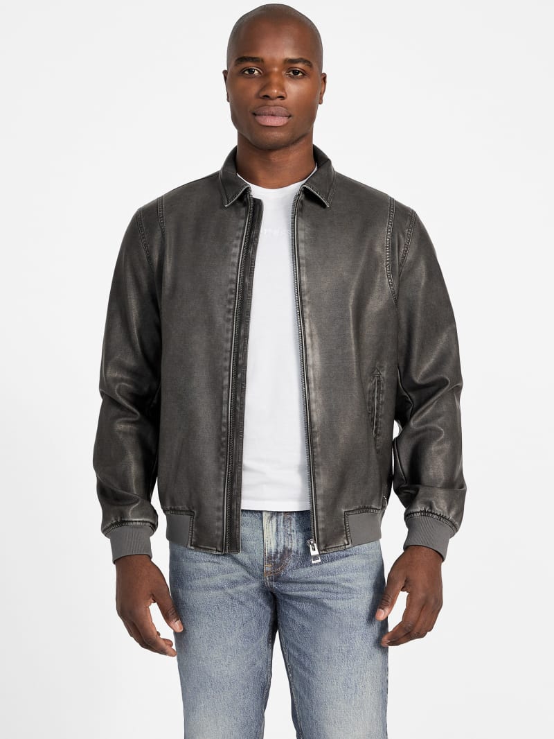 Faux-Leather Aviator Jacket | GUESS