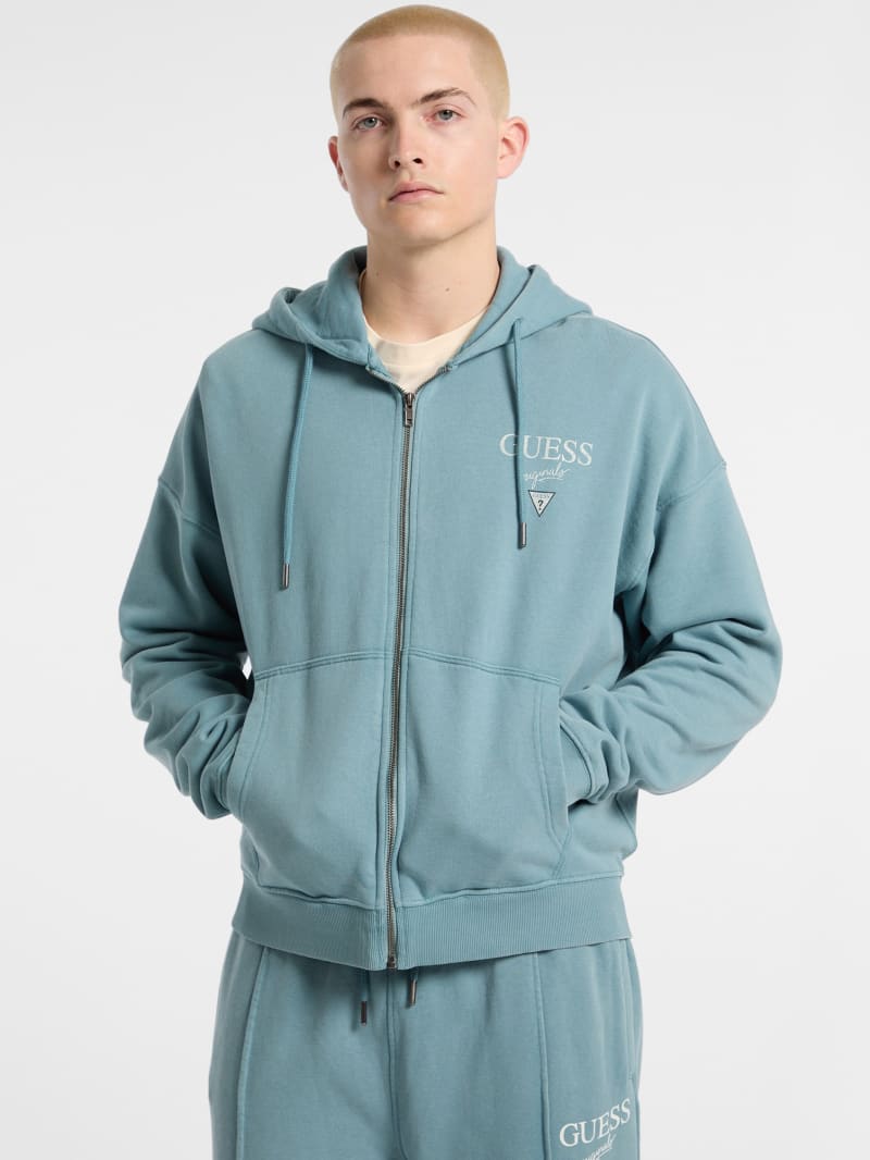 GUESS® GUESS Originals Garment Dyed Zip-Up Hoodie