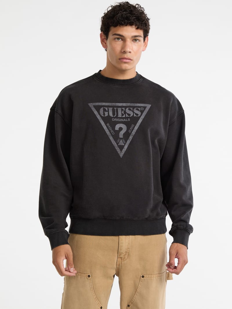 【ブラック(JTMU)】GUESS スウェット (M)GUESS Originals Crewneck GUESS® GUESS Originals Eco Vintage Triangle Crewneck