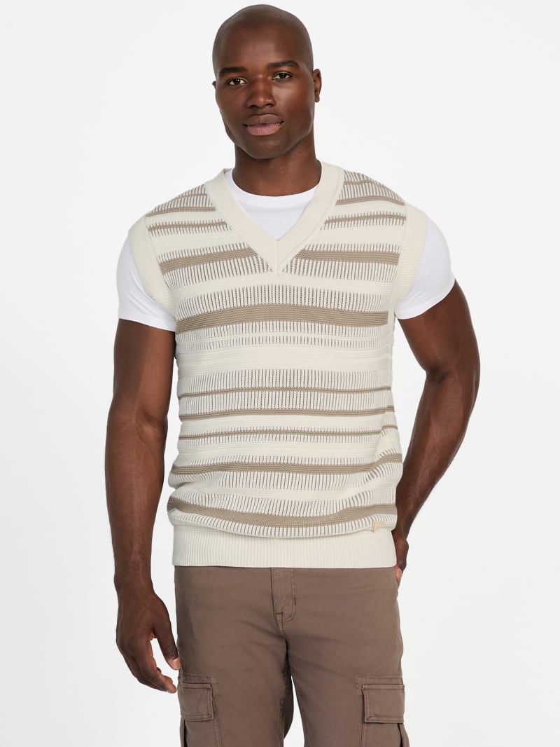 GUESS® Eco Giffard Striped Sweater Vest Men