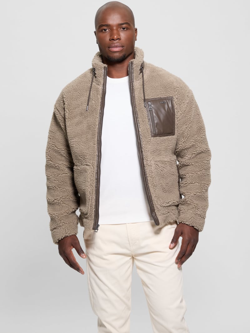 Faux sherpa jacket deals