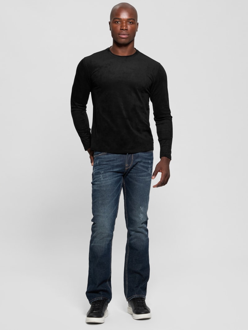 GUESS® Garrett Knit Faux-Suede Crewneck