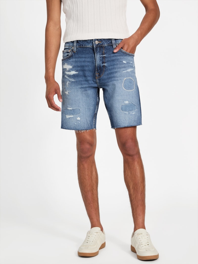 ★BADBLOOD★ Billy Track Bermuda Jeans Exhaust Fit Blue BADBLOOD】Billy Track Bermuda Jeans Exhaust Fit Blue