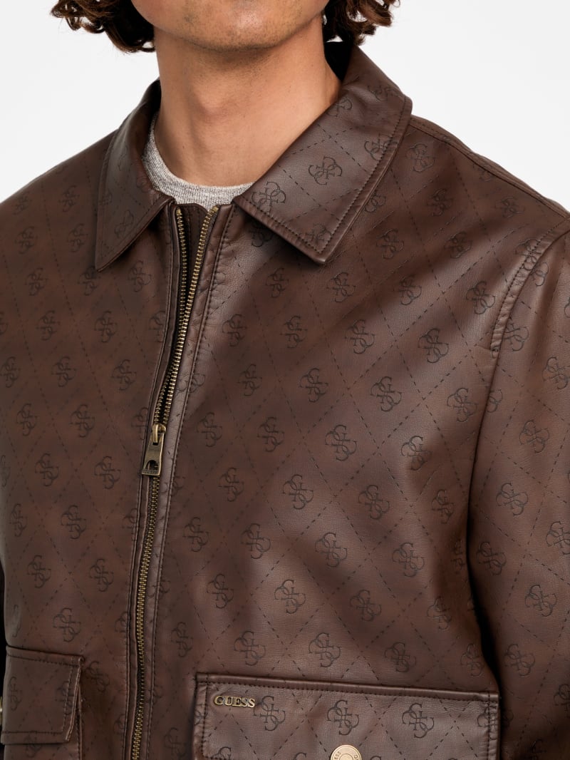 Monogram Faux-Leather Aviator Jacket
