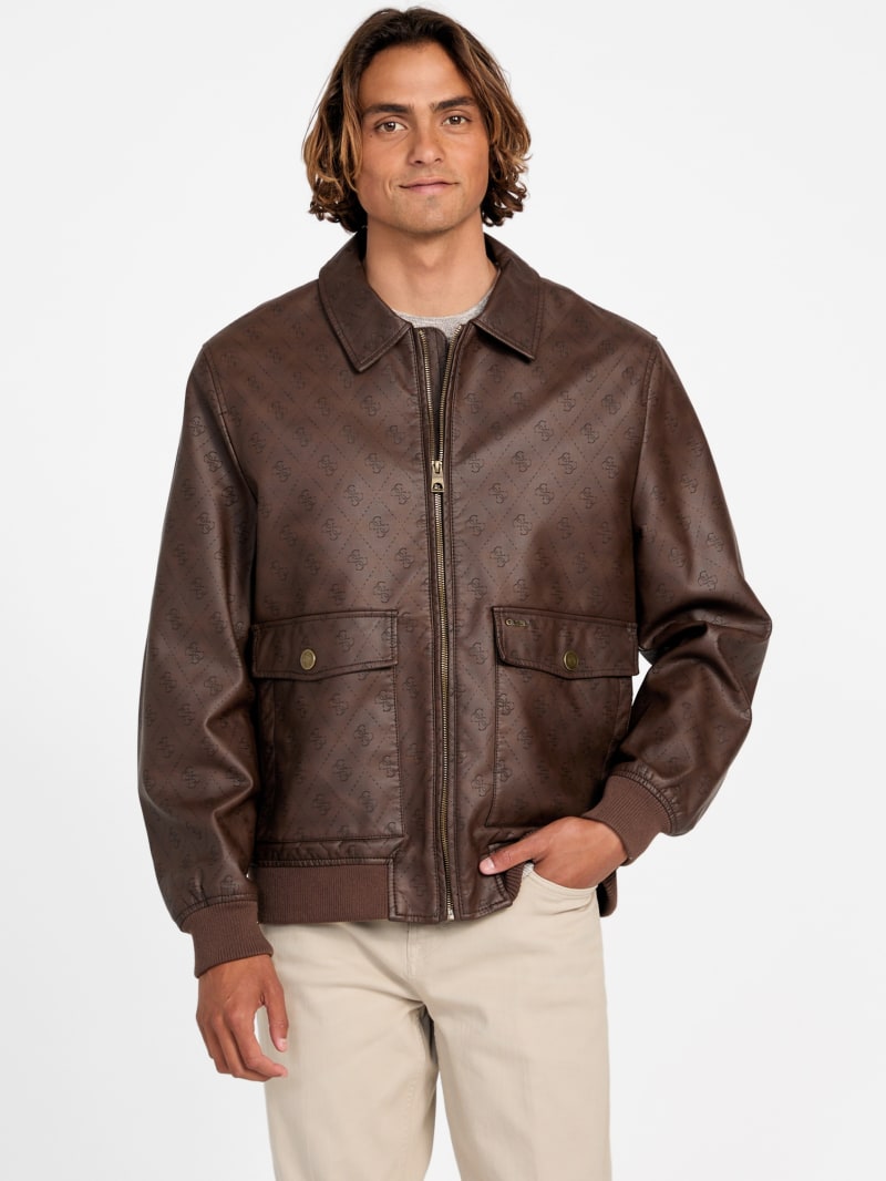 Monogram Faux-Leather Aviator Jacket
