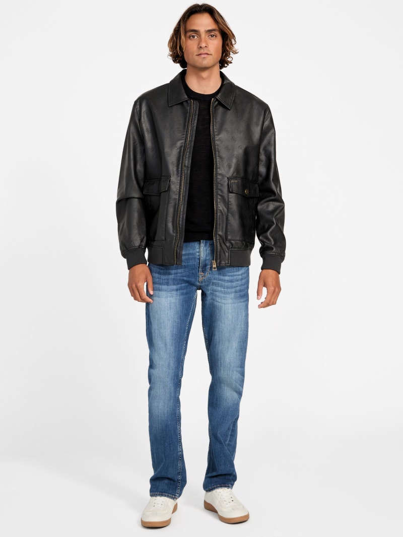 Monogram Faux-Leather Aviator Jacket