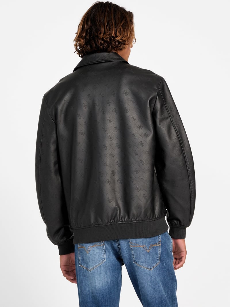 Monogram Faux-Leather Aviator Jacket