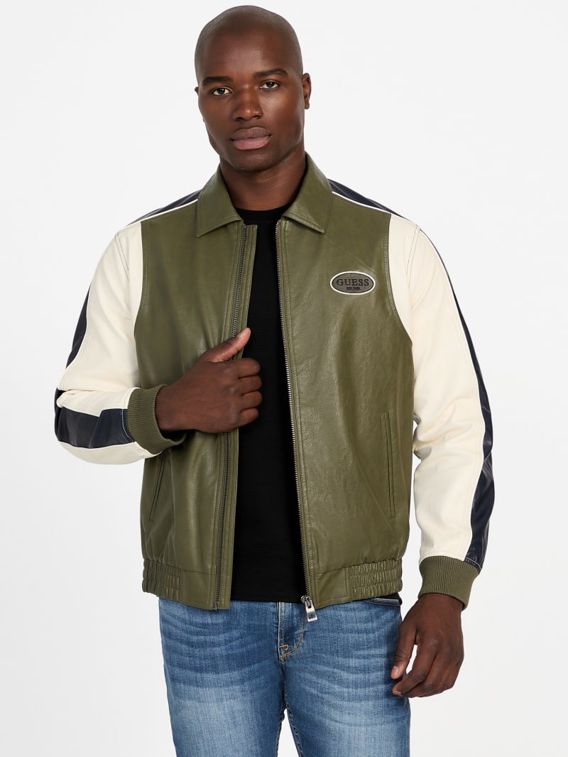 GUESS® Color-Block Faux-Leather Jacket Men