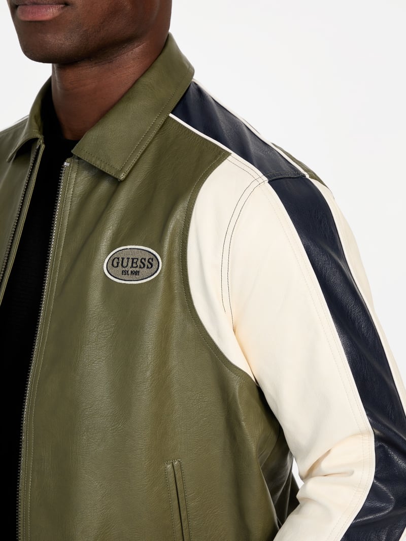 Color-Block Faux-Leather Jacket - thumbnail 3