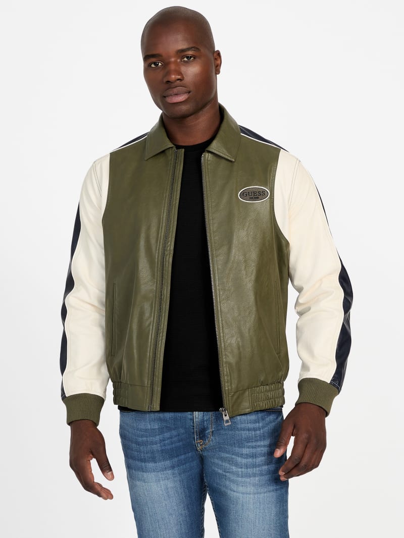 Color-Block Faux-Leather Jacket - thumbnail 5