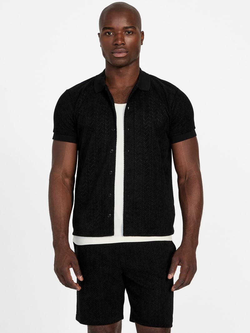 GUESS® Eco Calvin Chevron-Knit Shirt