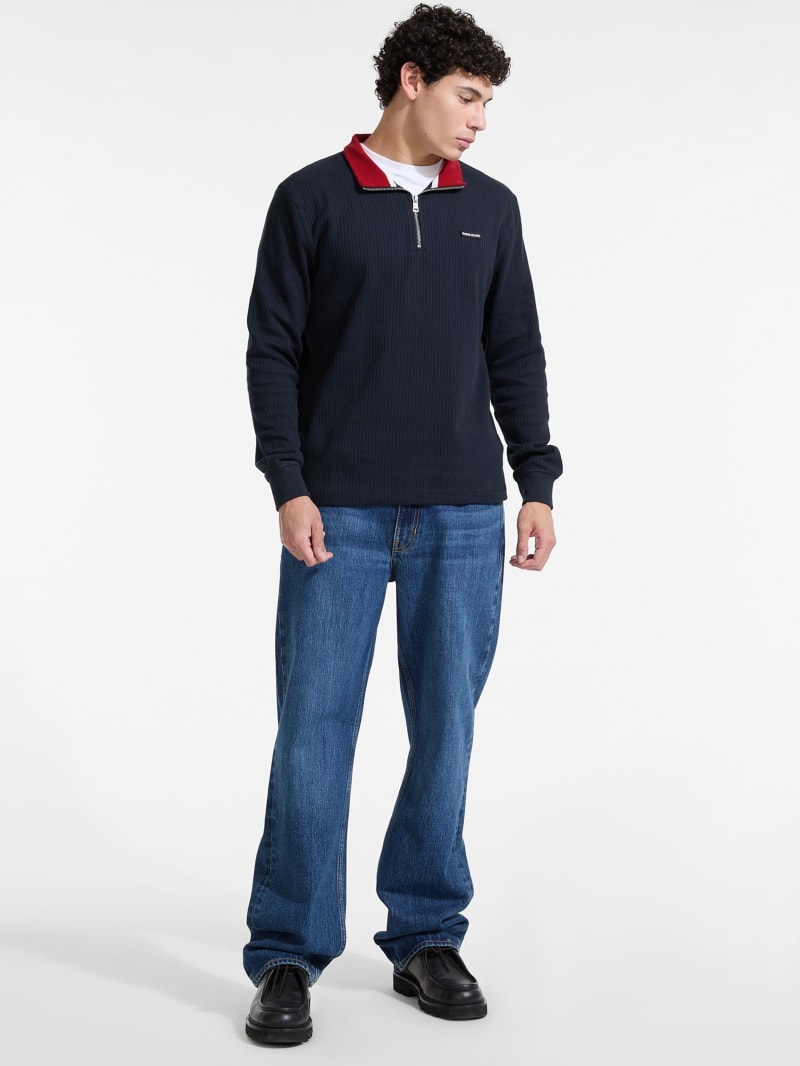 GUESS® Ribbed Quarter Zip Pullover