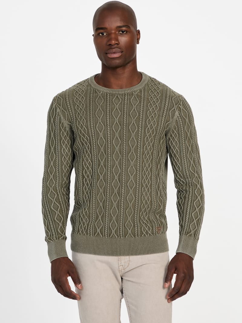 GUESS® Herman Cable-Knit Washed Sweater