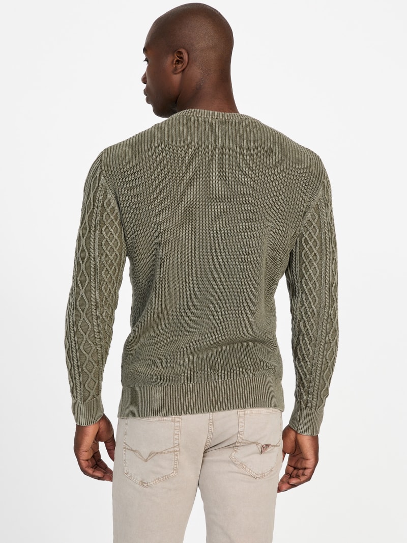 ダークネイビー(G7V2)】GUESS セーター (M)Cable Washed Sweater