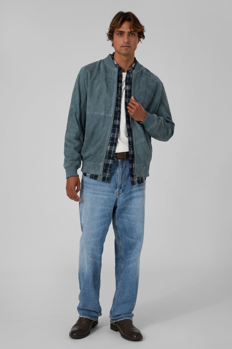 Faux suede bomber jacket